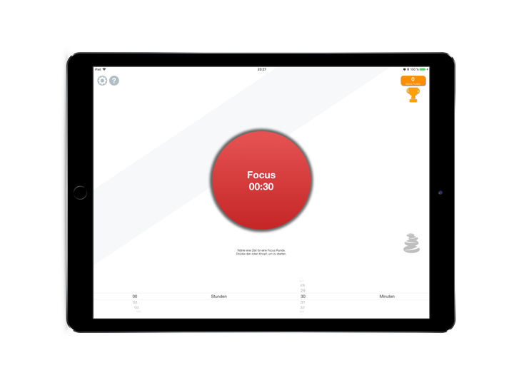 Focus — welcome screen on iPad