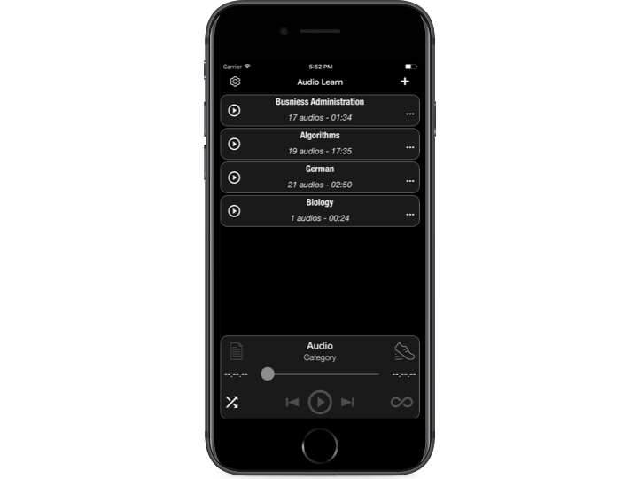 Aumody — all playlists screen